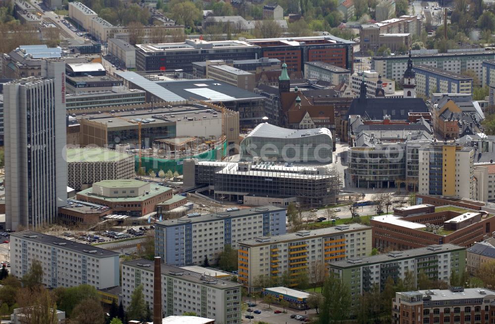 Aerial photograph Chemnitz - The city center in the downtown area in the district Zentrum in Chemnitz in the state Saxony, Germany