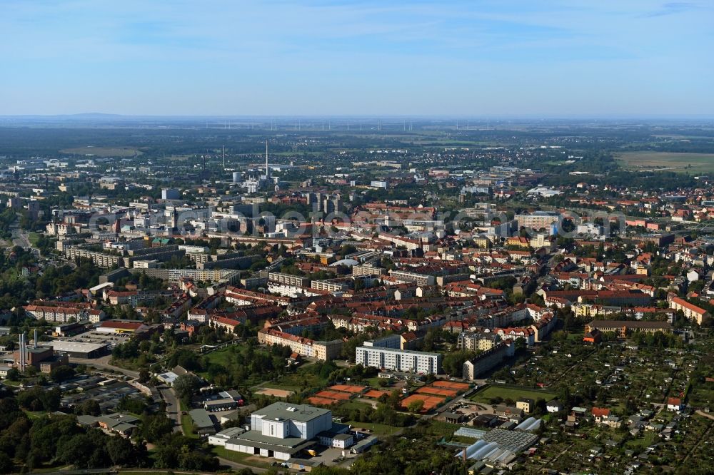 Dessau from the bird's eye view: The city center in the downtown area in Dessau in the state Saxony-Anhalt, Germany