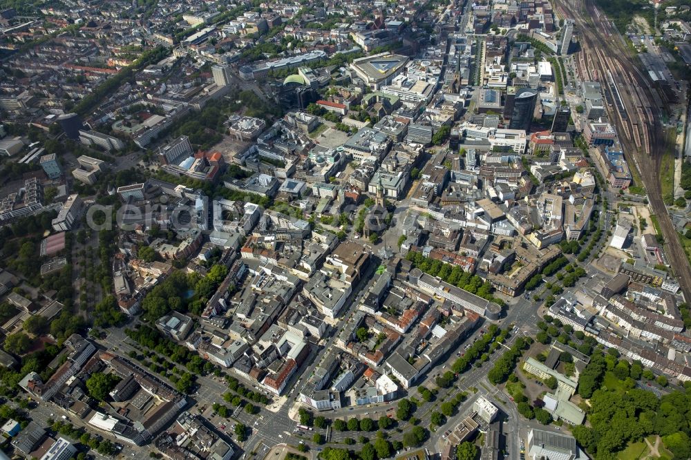 Aerial photograph Dortmund - The city center in the downtown are in Dortmund in the state North Rhine-Westphalia