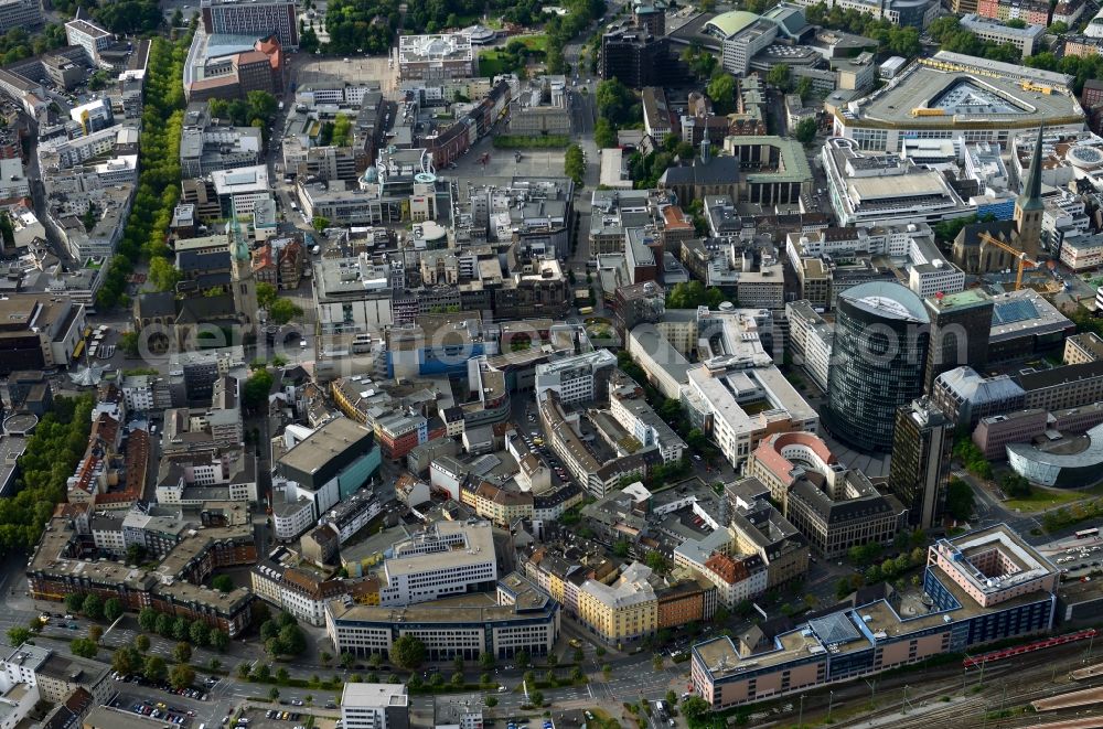 Aerial image Dortmund - The city center in the downtown are in Dortmund in the state North Rhine-Westphalia