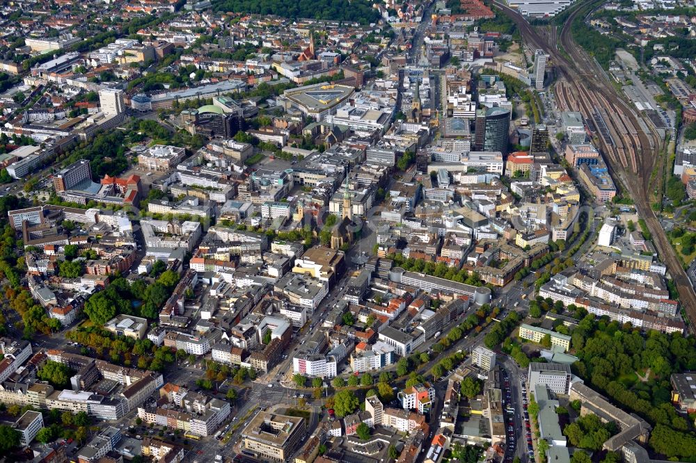 Dortmund from above - The city center in the downtown are in Dortmund in the state North Rhine-Westphalia