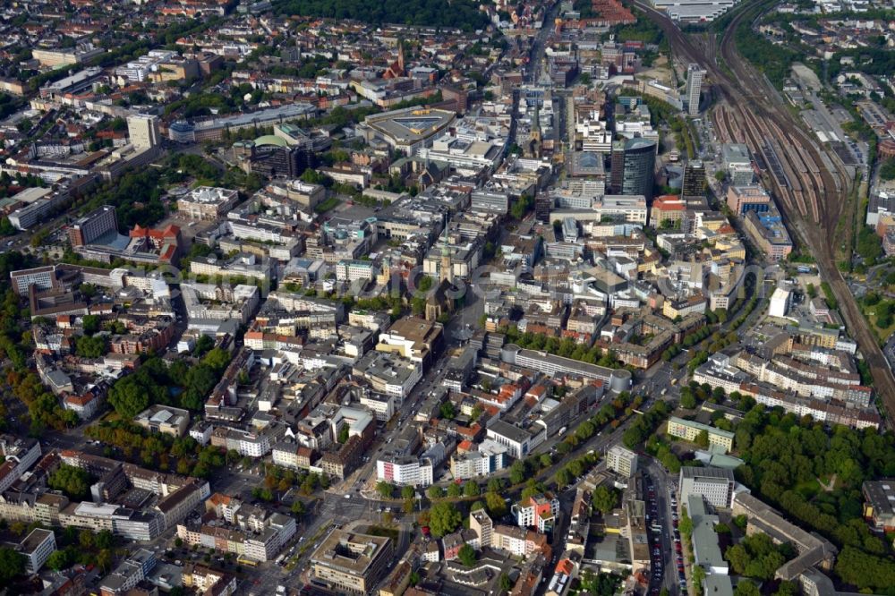 Dortmund from the bird's eye view: The city center in the downtown are in Dortmund in the state North Rhine-Westphalia