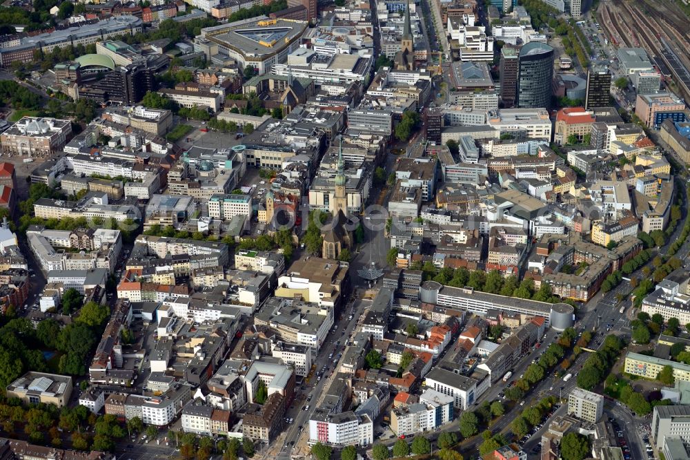 Aerial image Dortmund - The city center in the downtown are in Dortmund in the state North Rhine-Westphalia