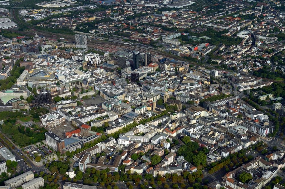 Aerial photograph Dortmund - The city center in the downtown are in Dortmund in the state North Rhine-Westphalia