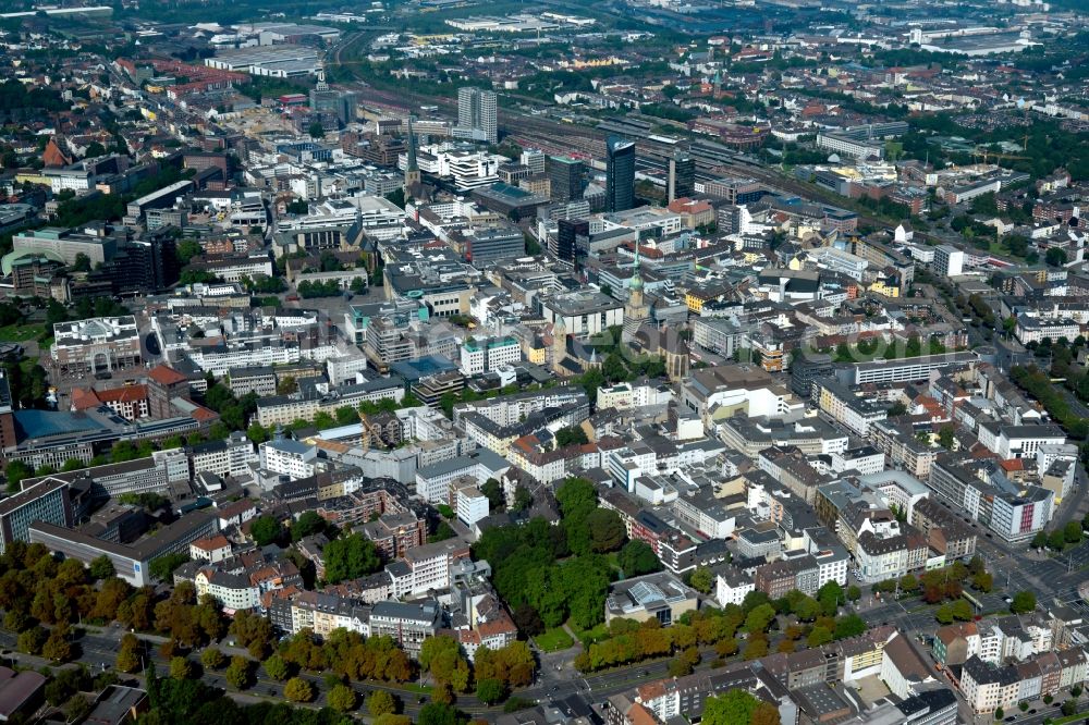 Aerial image Dortmund - The city center in the downtown area of Dortmund in the state of North Rhine-Westphalia