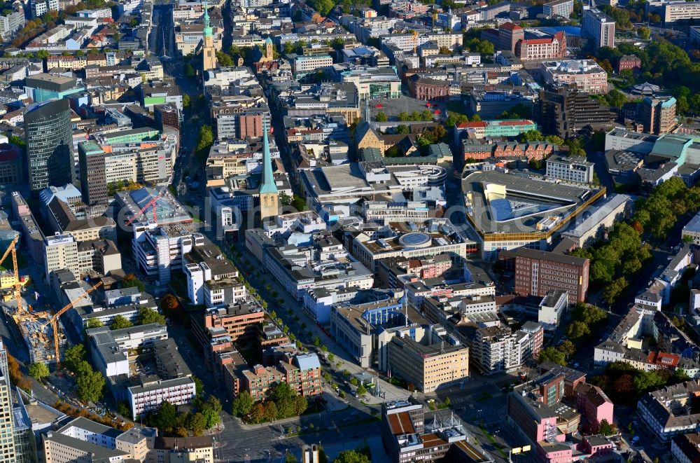 Aerial image Dortmund - The city center in the downtown area of Dortmund in the state of North Rhine-Westphalia