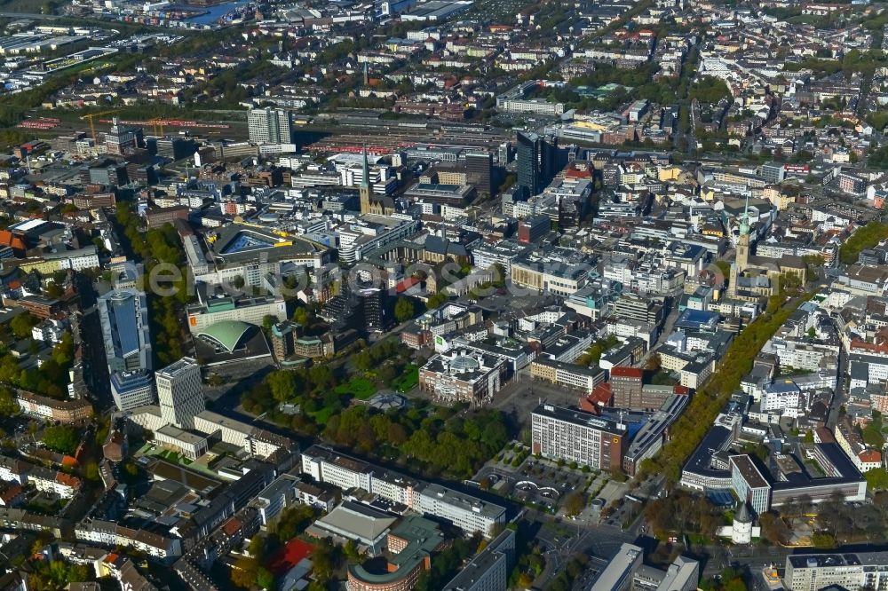 Aerial photograph Dortmund - The city center in the downtown area of Dortmund in the state of North Rhine-Westphalia