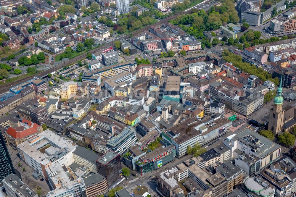 Dortmund from the bird's eye view: The city center in the downtown area in Dortmund in the state North Rhine-Westphalia