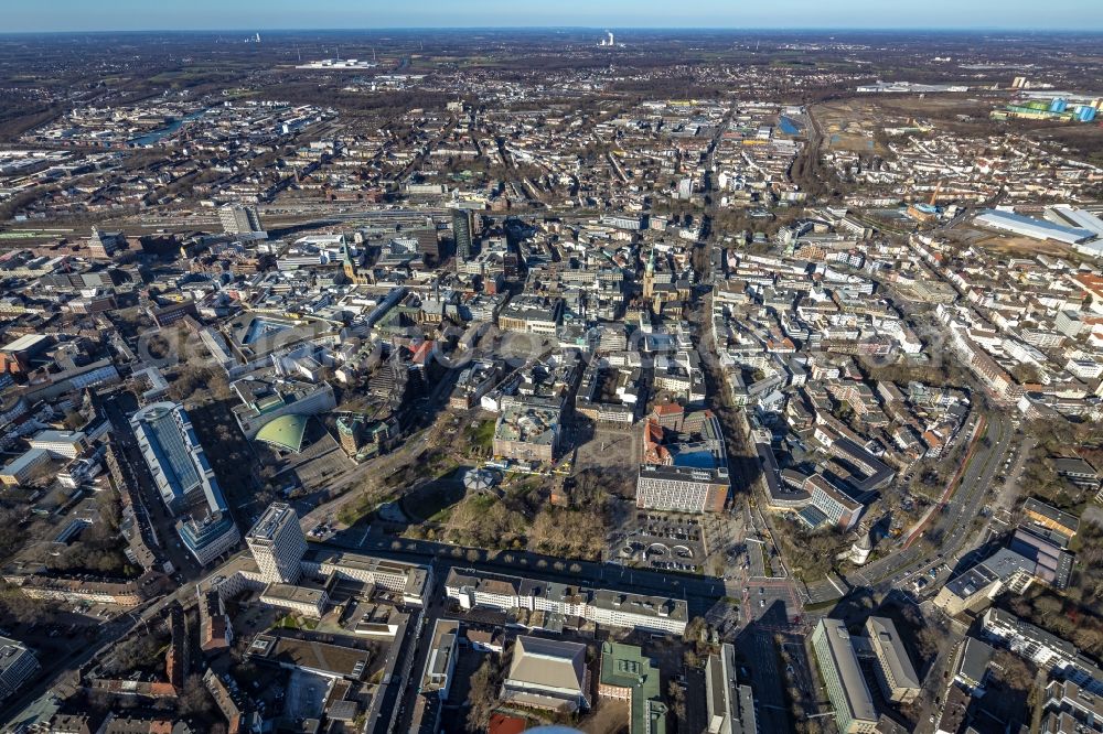 Dortmund from above - The city center in the downtown area of Dortmund in the state of North Rhine-Westphalia