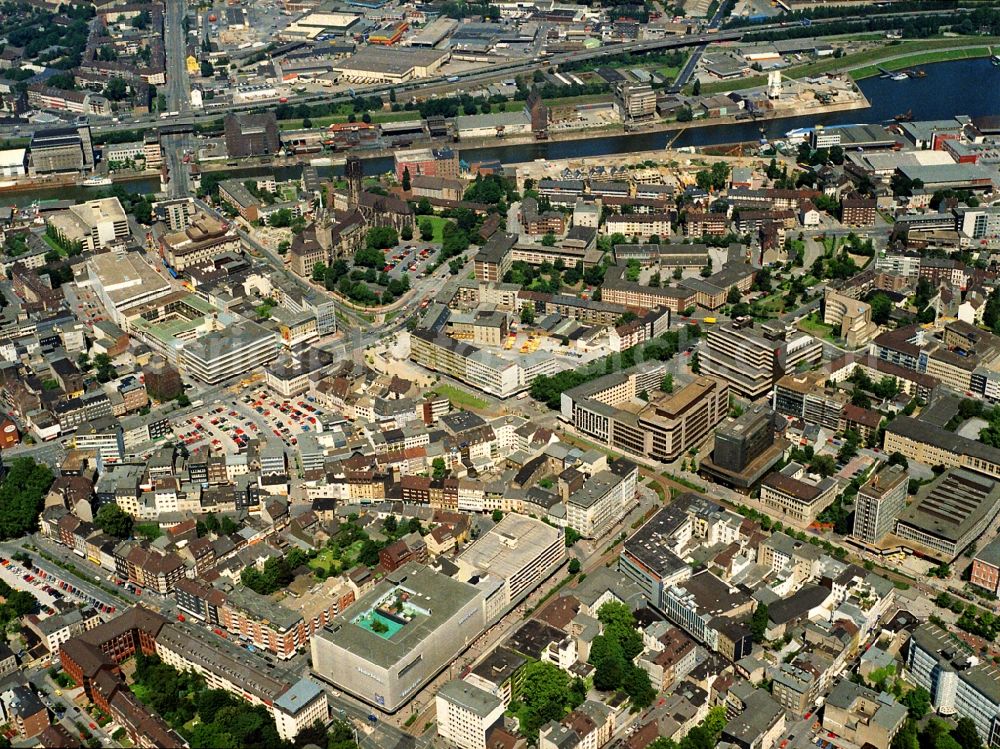 Duisburg from above - The city center in the downtown are in Duisburg in the state North Rhine-Westphalia