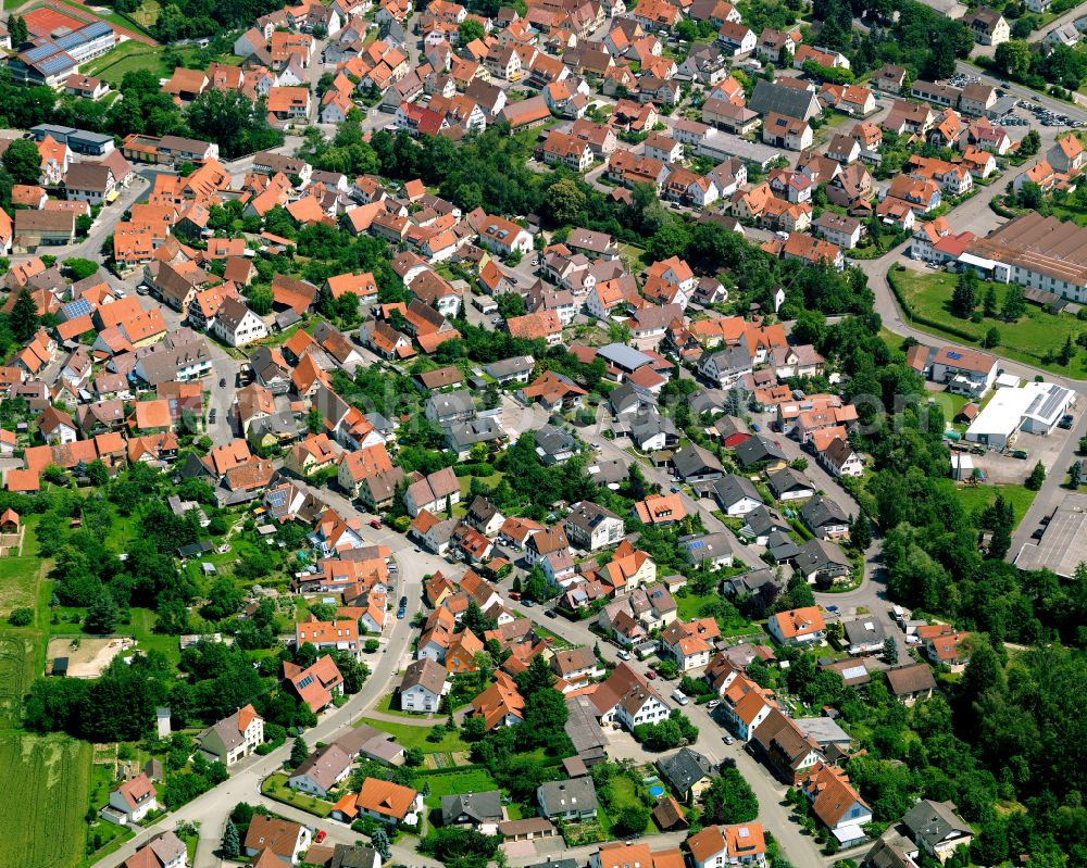 Aerial photograph Dußlingen - The city center in the downtown area in Dußlingen in the state Baden-Wuerttemberg, Germany