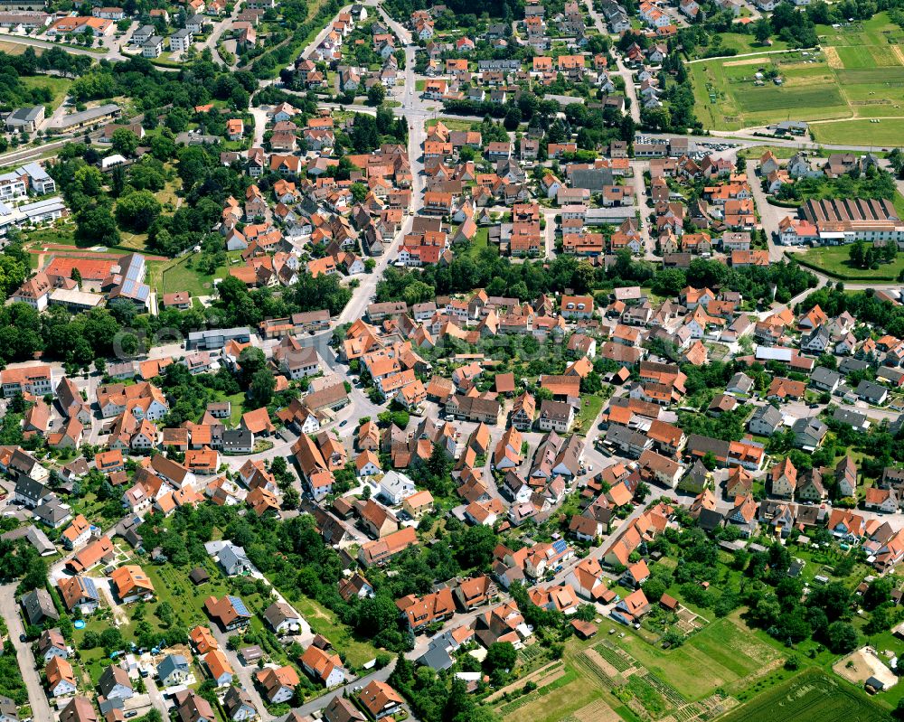 Dußlingen from above - The city center in the downtown area in Dußlingen in the state Baden-Wuerttemberg, Germany