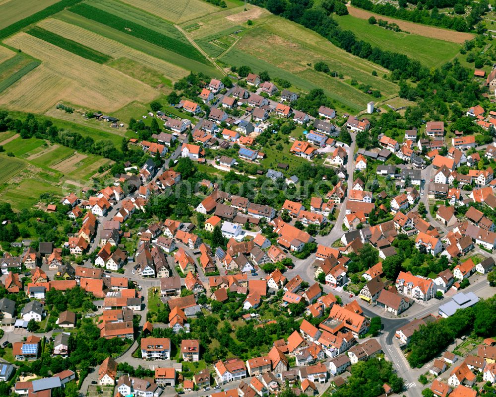 Aerial image Dußlingen - The city center in the downtown area in Dußlingen in the state Baden-Wuerttemberg, Germany