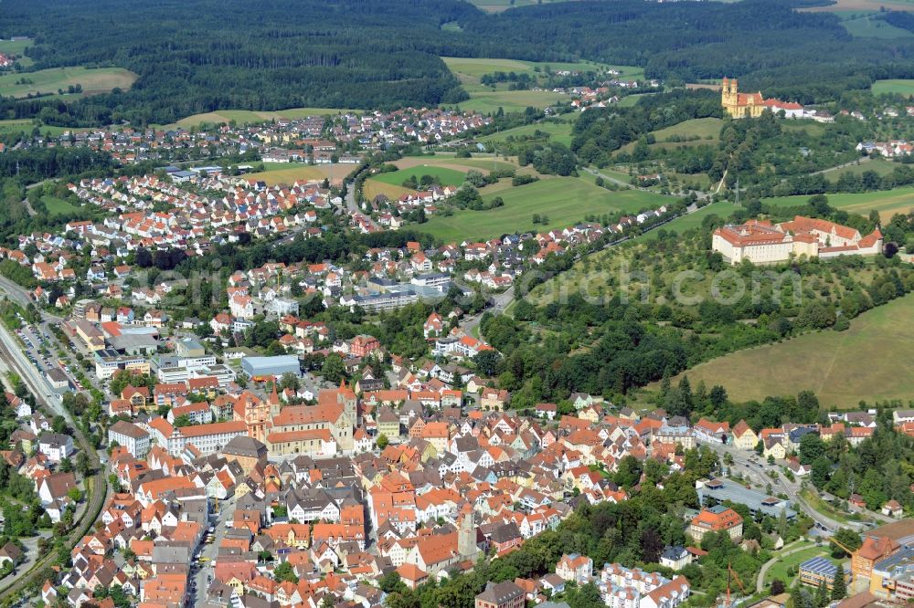 Aerial photograph Ellwangen (Jagst) - The city center in the downtown are in Ellwangen (Jagst) in the state Baden-Wuerttemberg