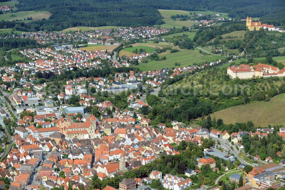 Ellwangen (Jagst) from above - The city center in the downtown are in Ellwangen (Jagst) in the state Baden-Wuerttemberg