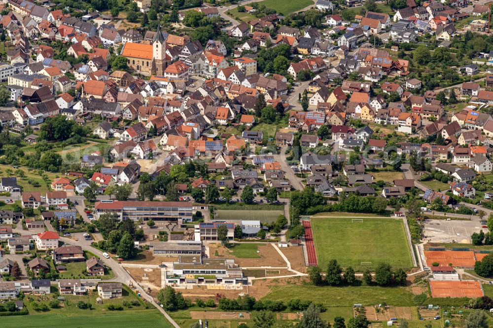 Empfingen from above - The city center in the downtown area in Empfingen in the state Baden-Wuerttemberg, Germany