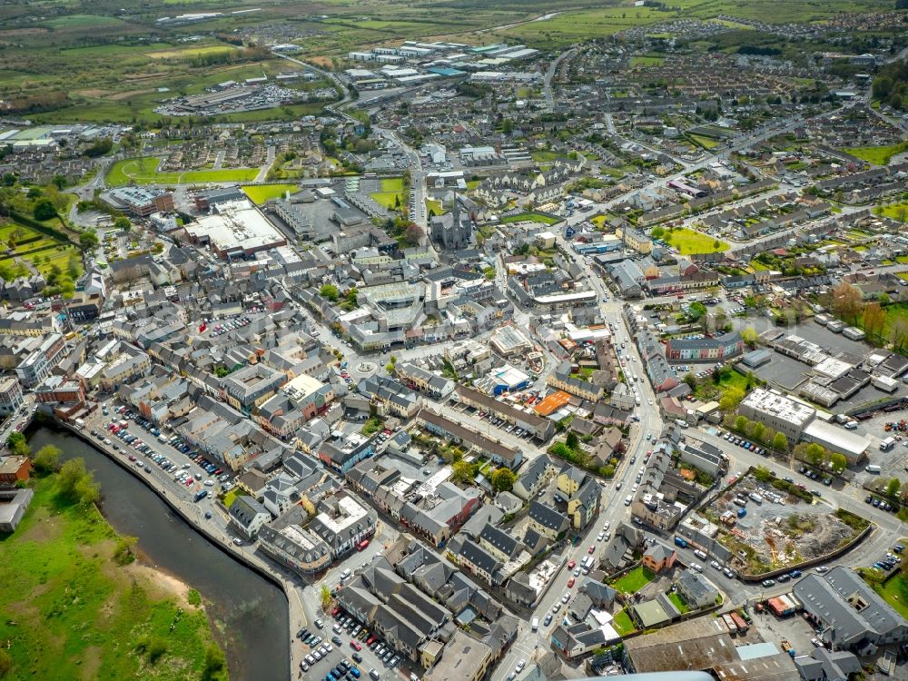 Aerial image Ennis - The city center in the downtown area in Ennis in Clare, Ireland