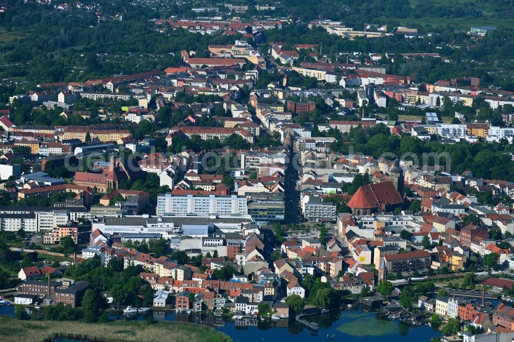 Aerial photograph Brandenburg an der Havel - The city center in the downtown area along the Steinstrasse in Brandenburg an der Havel in the state Brandenburg, Germany