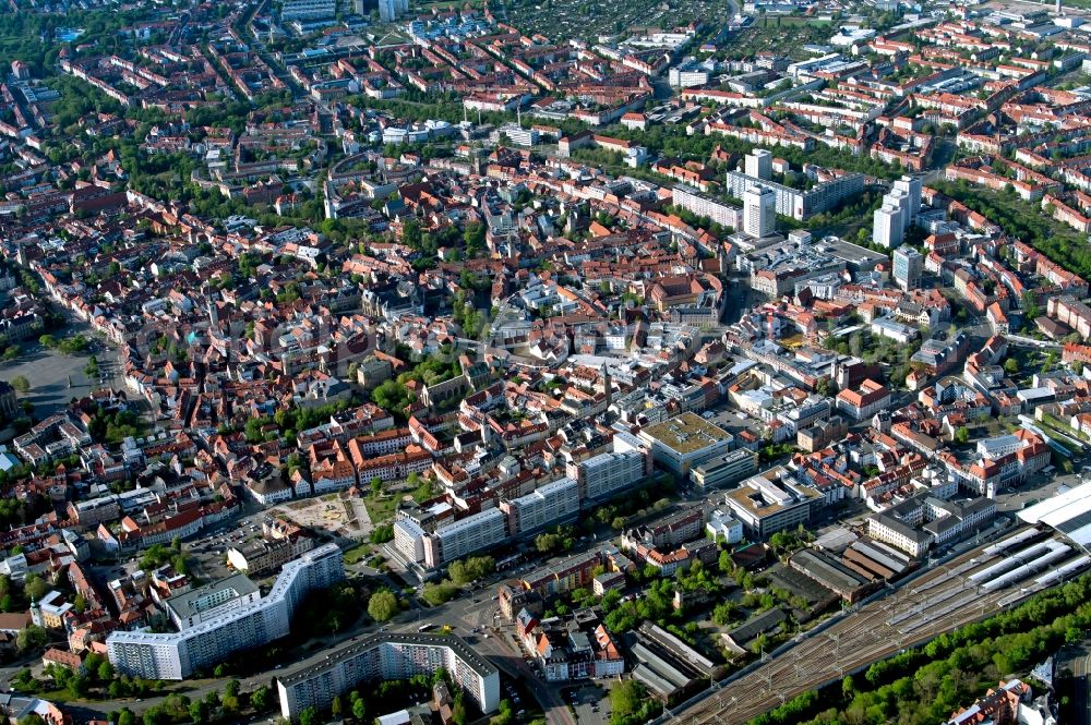 Aerial photograph Erfurt - The city center in the downtown area in the district Altstadt in Erfurt in the state Thuringia, Germany