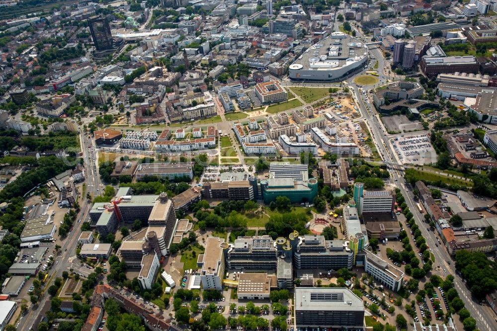 Aerial image Essen - The city center in the downtown are in Essen in the state North Rhine-Westphalia