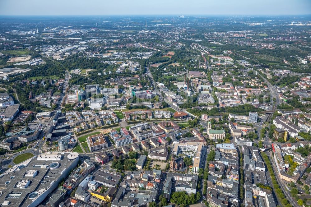 Aerial image Essen - The city center in the downtown area in Essen in the state North Rhine-Westphalia, Germany