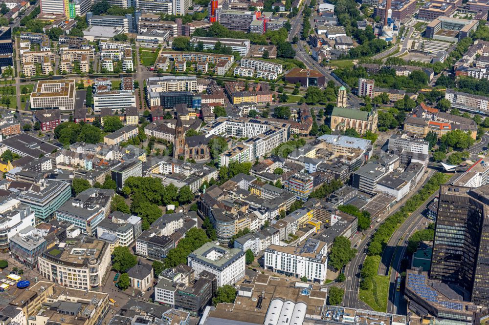 Essen from above - the city center in the downtown area in Essen in the state North Rhine-Westphalia, Germany