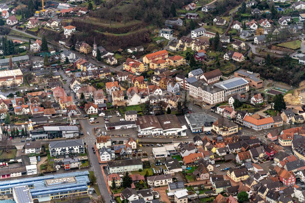 Aerial image Ettenheim - The city center in the downtown area in Ettenheim in the state Baden-Wuerttemberg, Germany