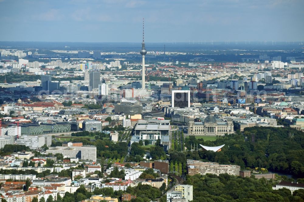 Berlin from the bird's eye view: The city center in the downtown area and of Fernsehturm in Berlin, Germany