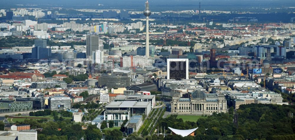 Aerial image Berlin - The city center in the downtown area and of Fernsehturm in Berlin, Germany