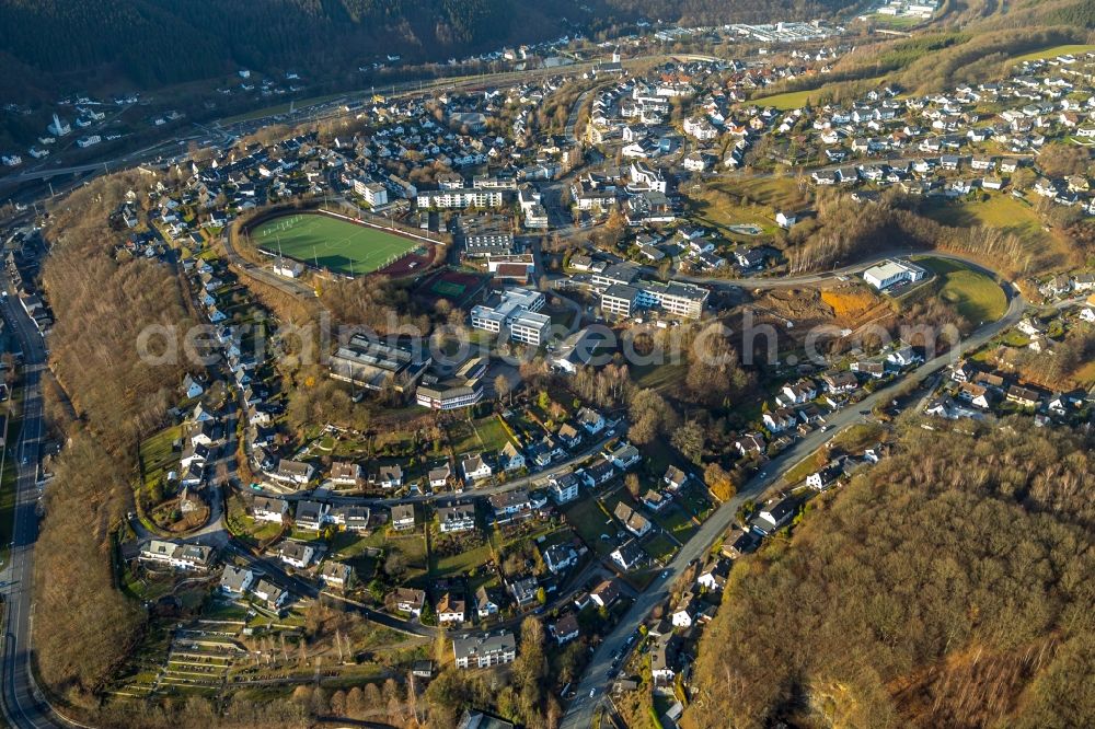 Aerial image Finnentrop - The city center in the downtown area in Finnentrop in the state North Rhine-Westphalia, Germany