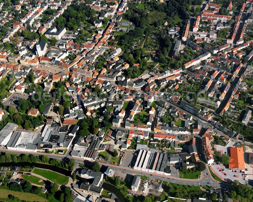 Frankenberg/Sa. from the bird's eye view: The city center in the downtown area in Frankenberg/Sa. in the state Saxony, Germany