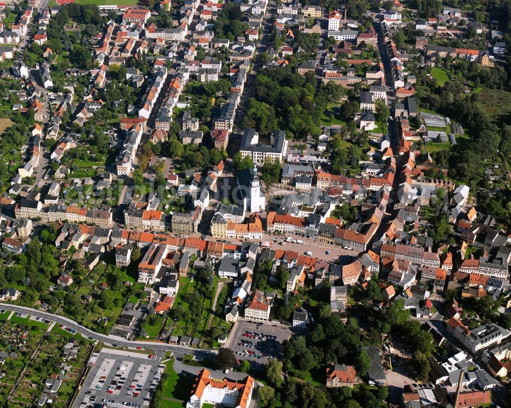 Aerial image Frankenberg/Sa. - The city center in the downtown area in Frankenberg/Sa. in the state Saxony, Germany