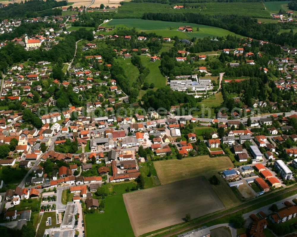 Gartlberg from above - The city center in the downtown area in Gartlberg in the state Bavaria, Germany