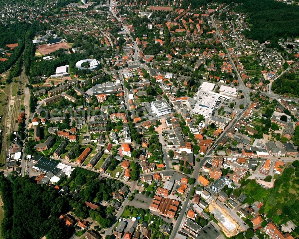 Geesthacht from above - The city center in the downtown area in Geesthacht in the state Schleswig-Holstein, Germany