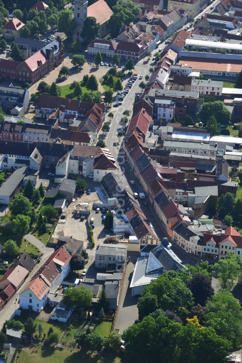 Genthin from above - The city center in the downtown are in Genthin in the state Saxony-Anhalt