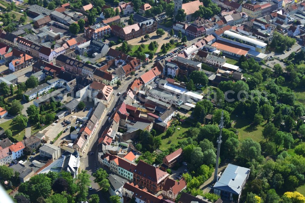 Genthin from the bird's eye view: The city center in the downtown are in Genthin in the state Saxony-Anhalt