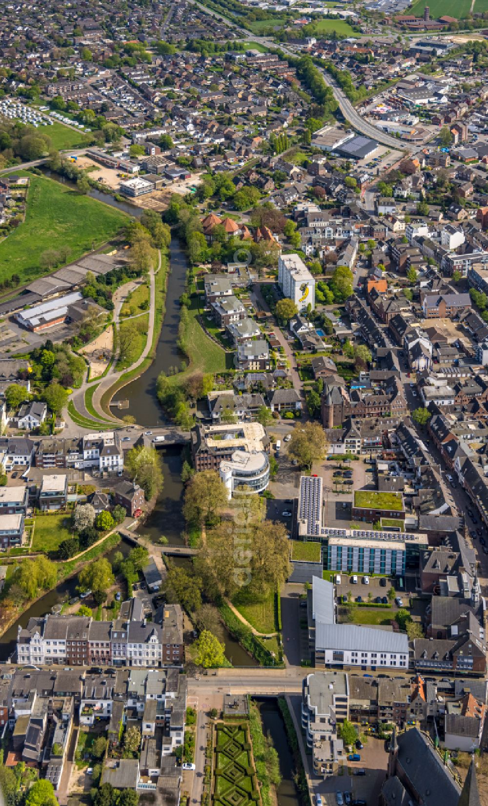 Goch from above - the city center in the downtown area in Goch in the state North Rhine-Westphalia, Germany