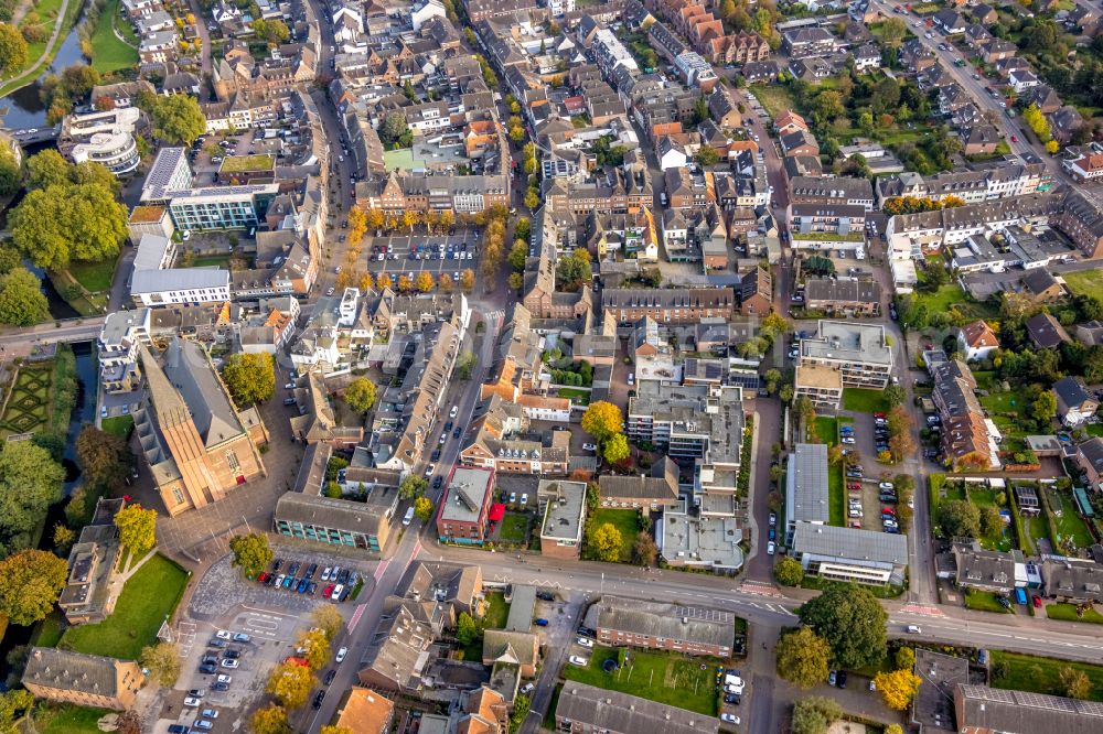 Goch from above - the city center in the downtown area in Goch in the state North Rhine-Westphalia, Germany