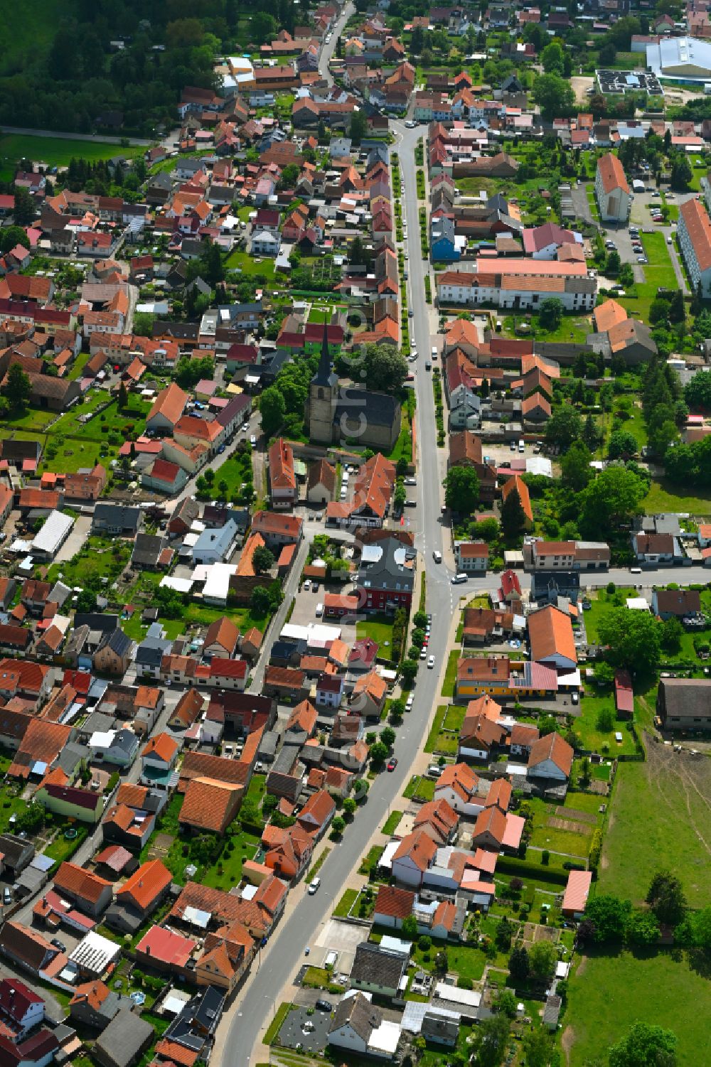 Aerial image Goldbach - The city center in the downtown area in Goldbach in the state Thuringia, Germany