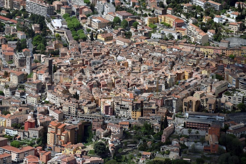 Aerial image Grasse - The city center in the downtown are in Grasse in Provence-Alpes-Cote d'Azur, France