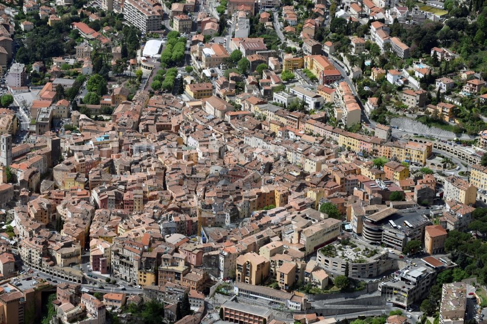 Aerial image Grasse - The city center in the downtown are in Grasse in Provence-Alpes-Cote d'Azur, France