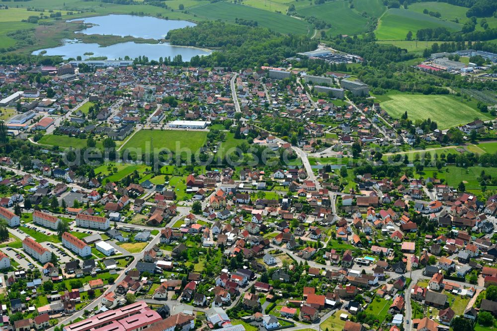 Aerial image Grumbach - The city center in the downtown area in Grumbach in the state Thuringia, Germany