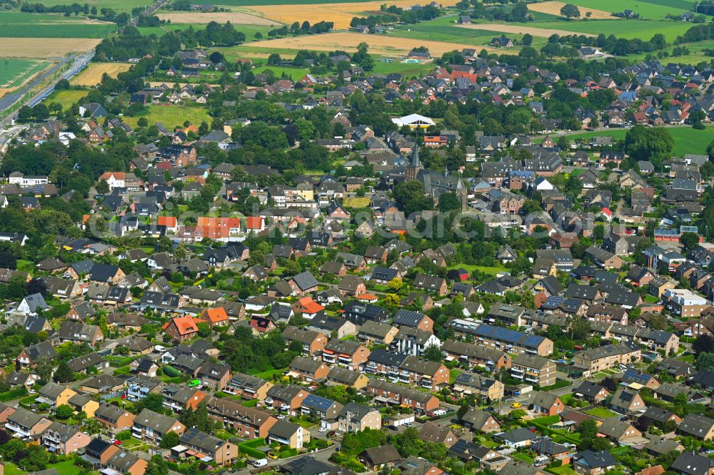 Haldern from above - The city center in the downtown area in Haldern in the state North Rhine-Westphalia, Germany