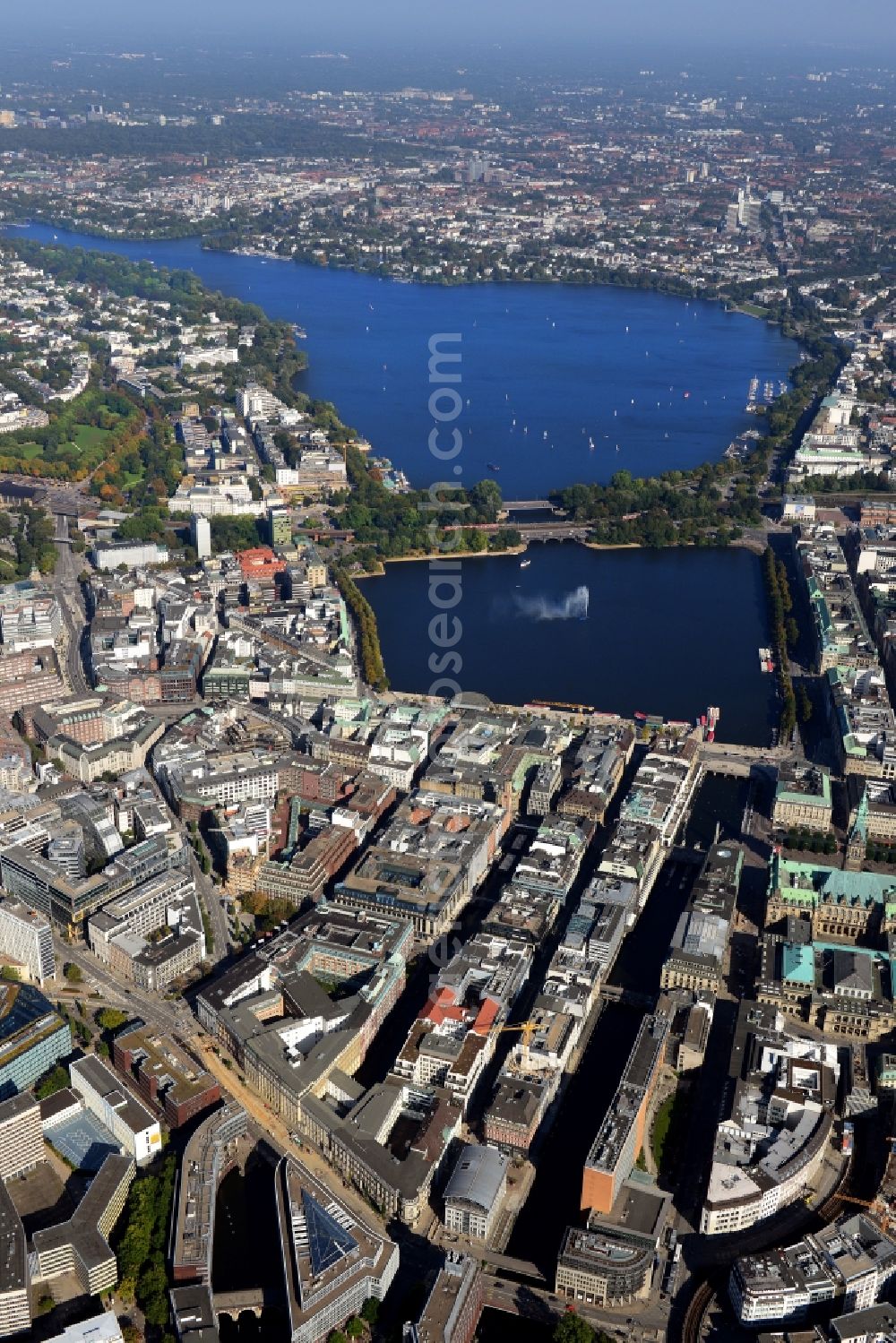 Aerial photograph Hamburg - The city center in the downtown are in Hamburg in Germany