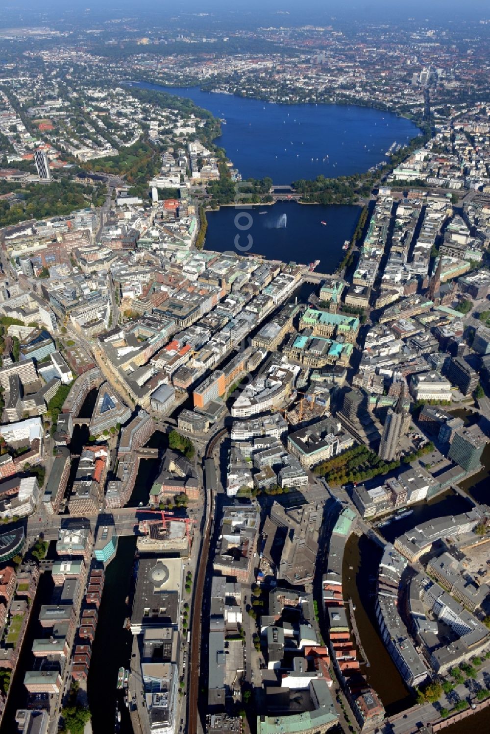 Aerial image Hamburg - The city center in the downtown are in Hamburg in Germany