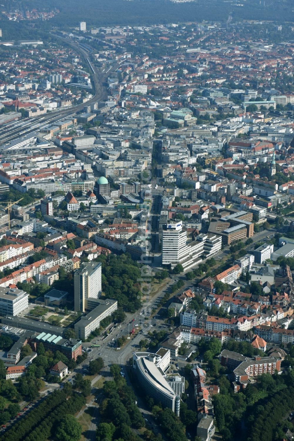 Aerial image Hannover - The city center in the downtown area in Hannover in the state Lower Saxony