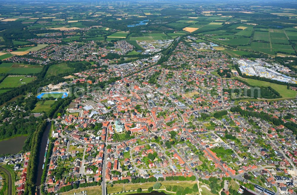 Aerial image Haren (Ems) - The city center in the downtown area in Haren (Ems) in the state Lower Saxony, Germany