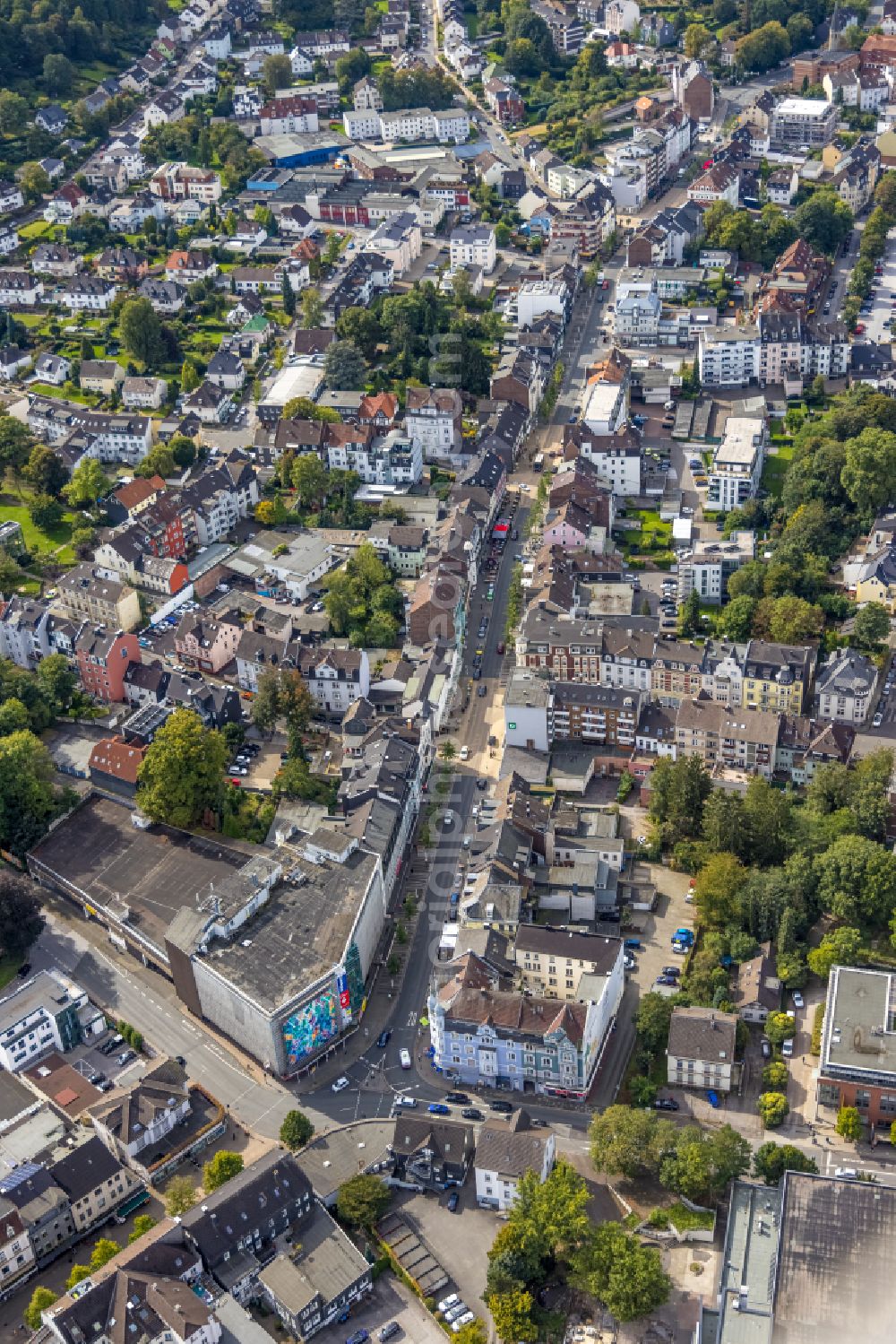 Aerial image Heck - The city center in the downtown area in Heck in the state North Rhine-Westphalia, Germany