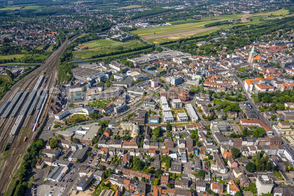 Hamm-Heessen from the bird's eye view: The city center in the downtown area in Heessen at Ruhrgebiet in the state North Rhine-Westphalia, Germany