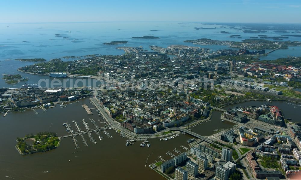 Aerial image Helsinki - Helsingfors - The city center in the downtown area in Helsinki - Helsingfors in Uusimaa, Finland